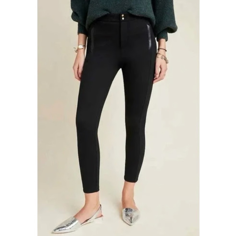 Anthropologie Black High-Rise Skinny Ponte Pants